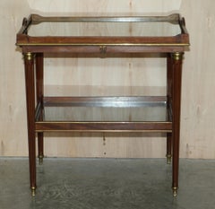 ANTIQUE FRENCH EMPiRE NAPOLEON III DRINKS SERVING TRAY TABLE WITH BRASS FITTINGS
