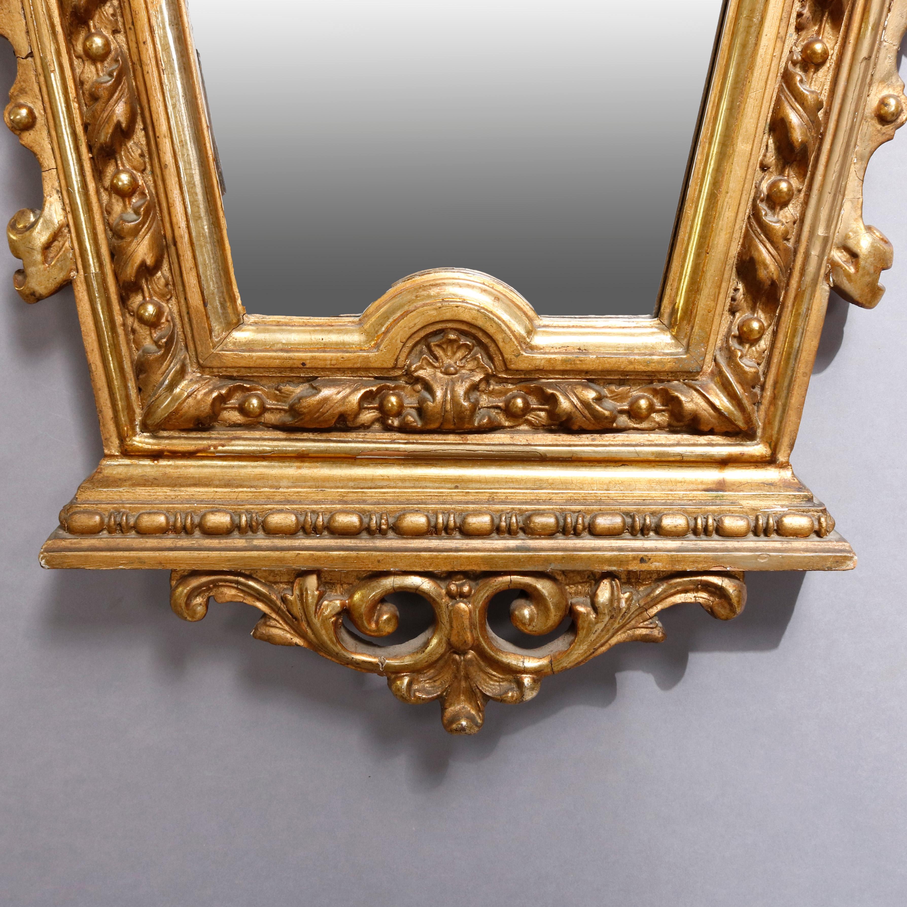 Antique French Empire Napoleon III Figural Giltwood Wall Mirror, circa 1880 In Good Condition In Big Flats, NY