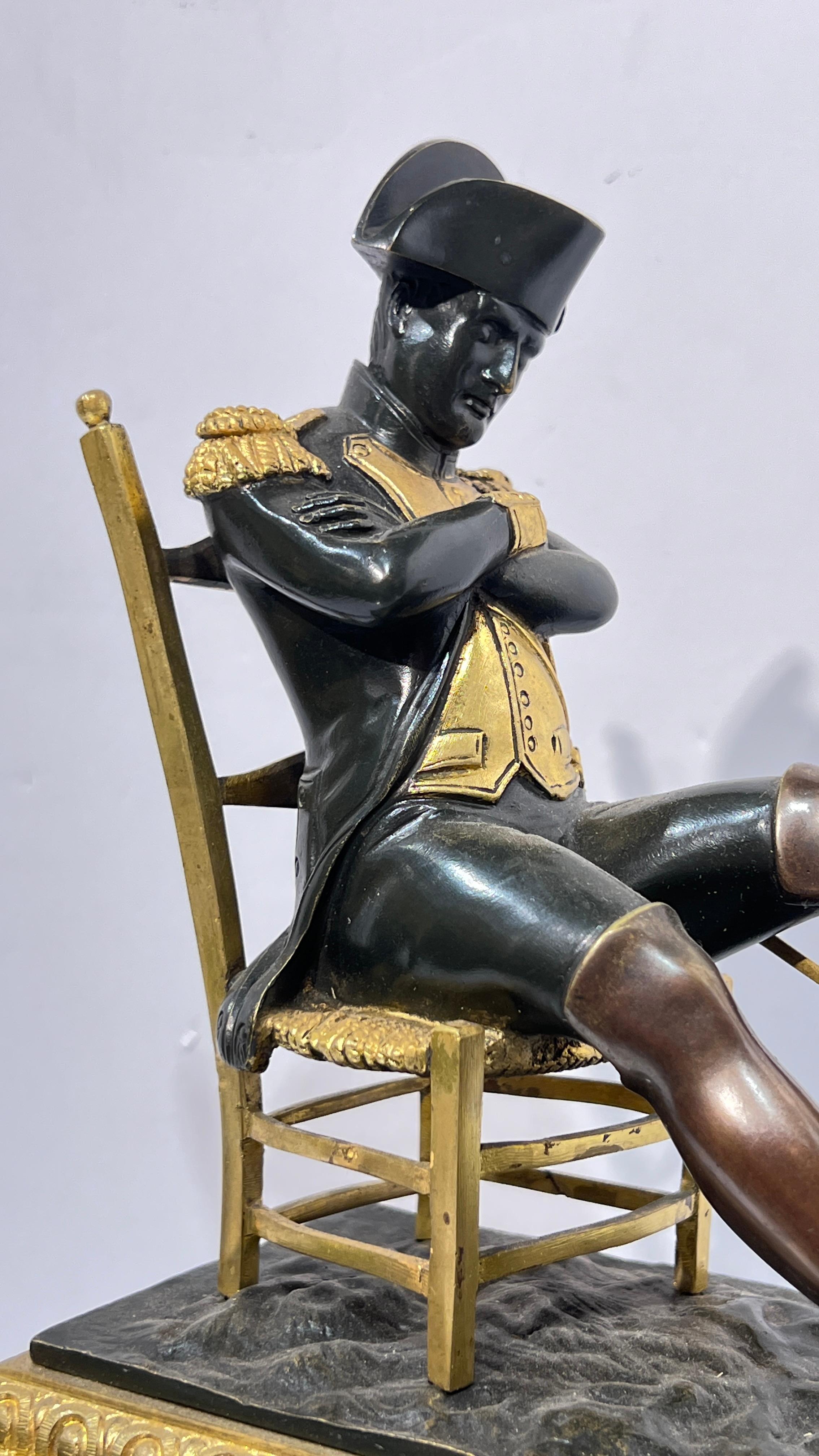 19th Century Antique French Empire Napoleonic Mantel Clock and Candelabra Set For Sale