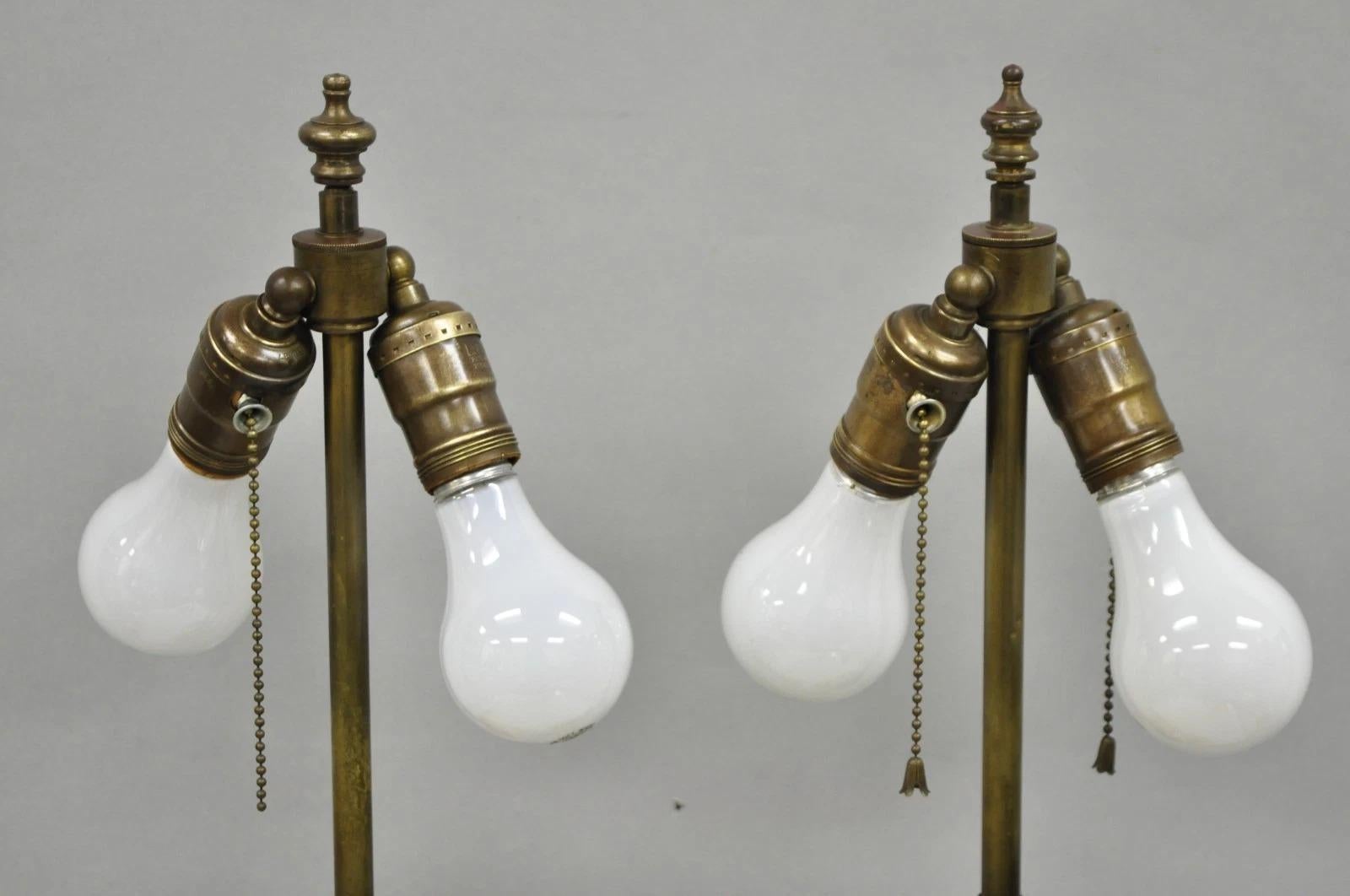 XIXe siècle Antique French Empire Neoclassical Bronze Candlestick Column Table Lamps a Pair en vente