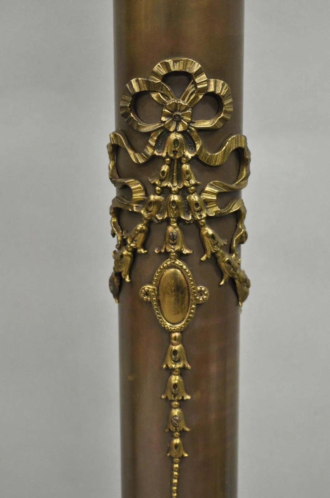 Antique French Empire Neoclassical Bronze Cylinder Tall Table Lamps - a Pair In Good Condition For Sale In Philadelphia, PA