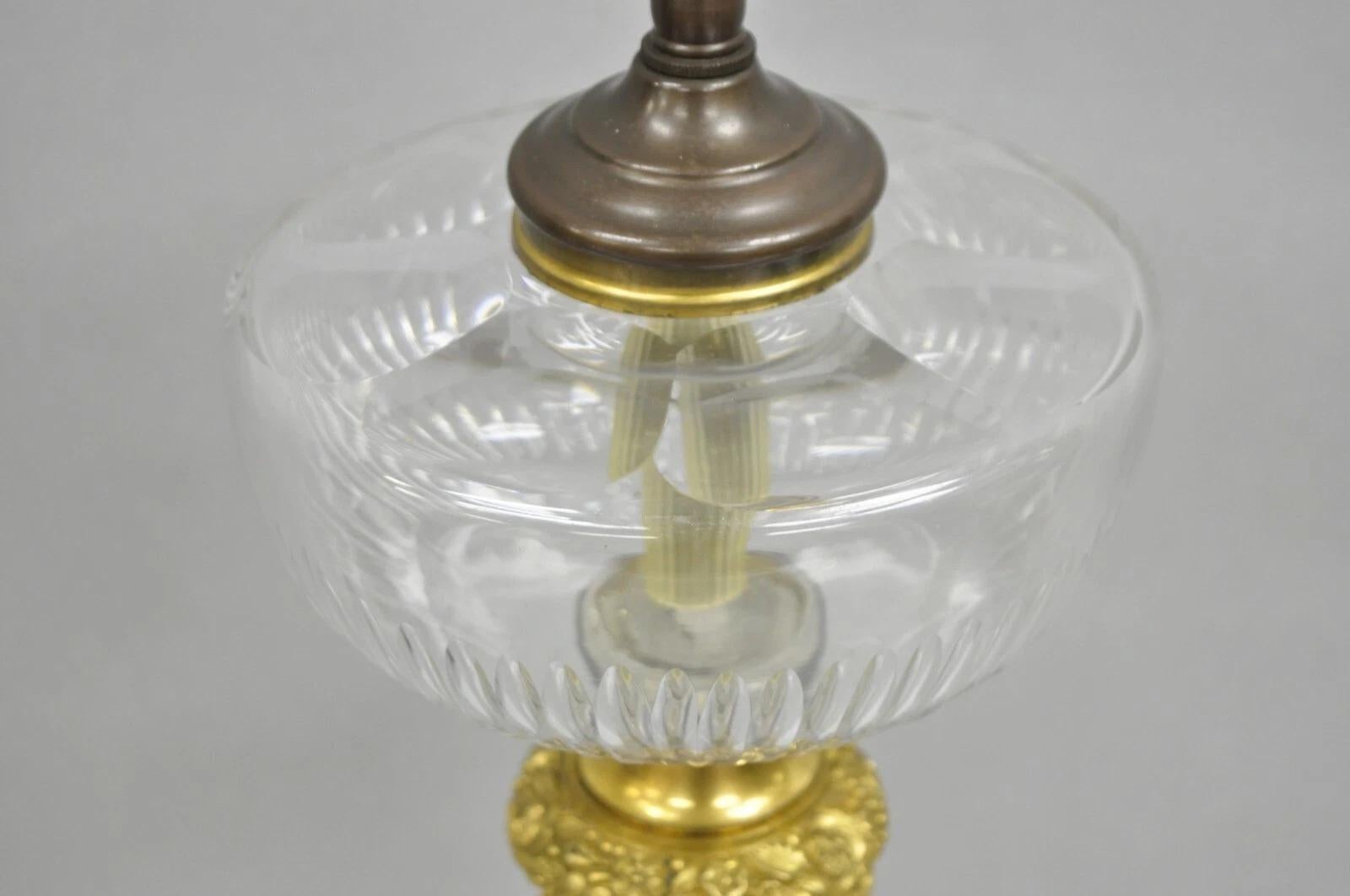 Ancienne lampe de bureau à colonne figurative néoclassique Empire français en bronze doré en vente 1