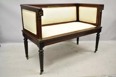 Antique French Empire Neoclassical Mahogany Bench Settee with Bronze Ormolu