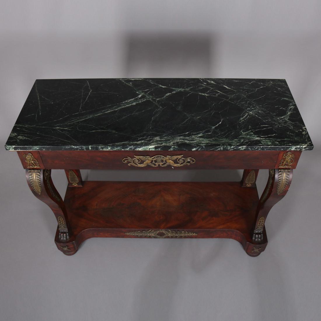 Antique French Empire Neoclassical Mahogany and Ormolu Marble Top Pier Table 6