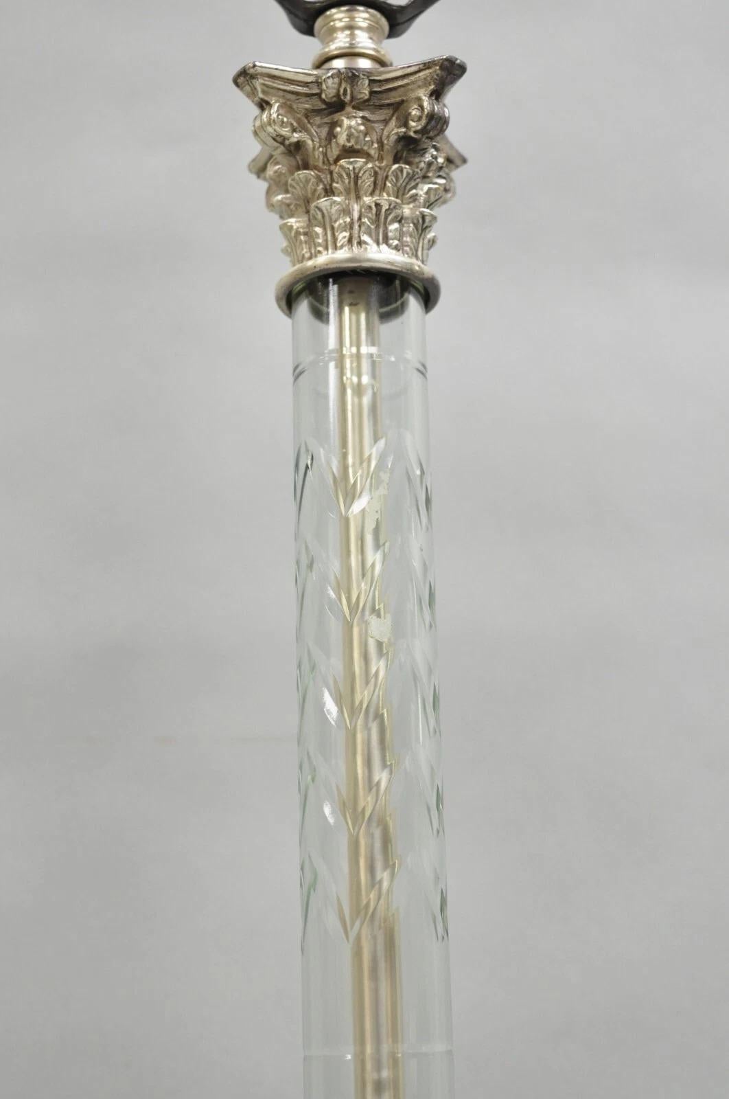 Antiguas Lámparas de Mesa de Columna Corintia Imperio Francés de Níquel y Plata - un Par Desconocido en venta