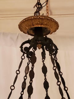 Antique French Empire Ormolu and Patinated Bronze Chandelier