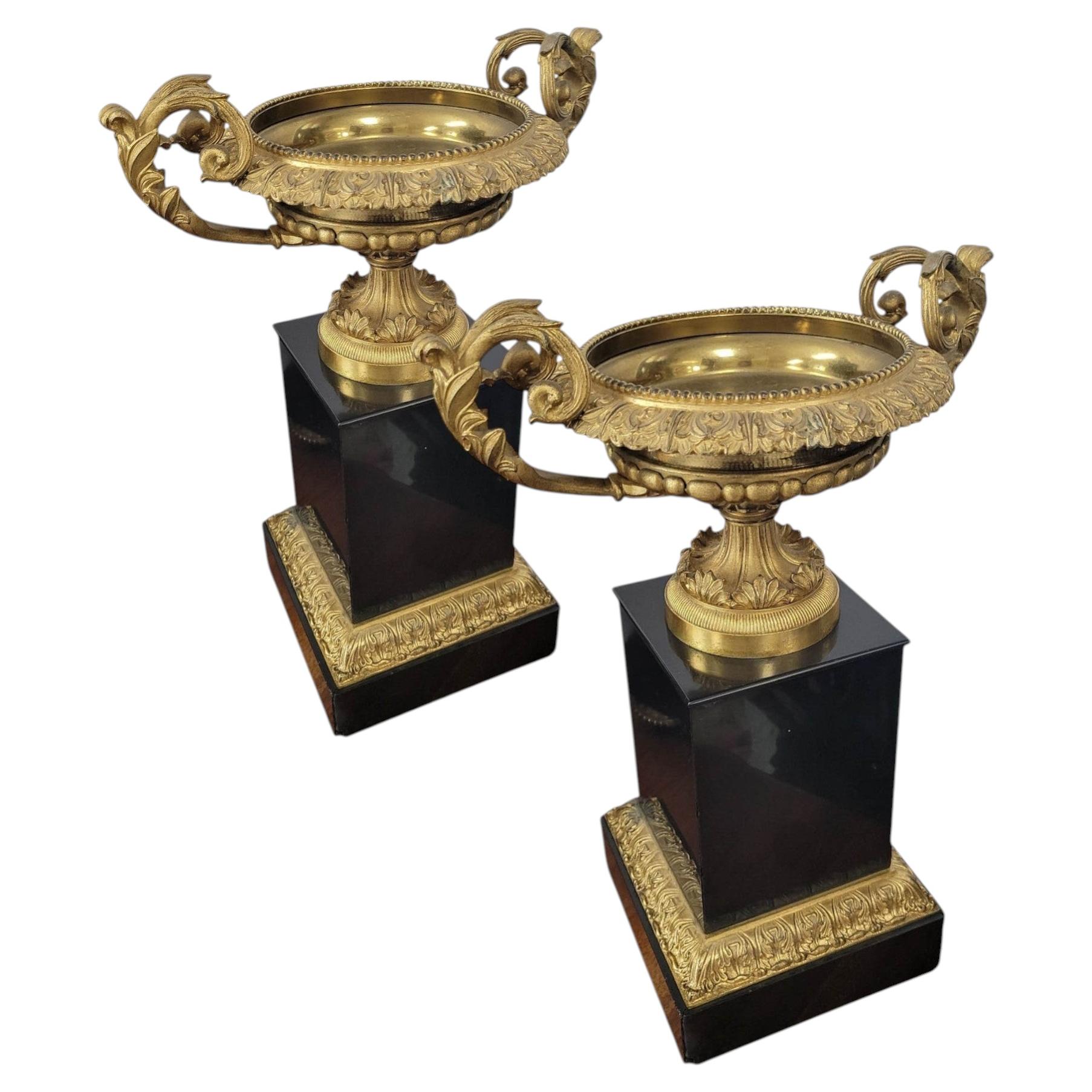 Antique French Empire Ormolu Centerpiece Tazzas, Circa 1860–1880 For Sale