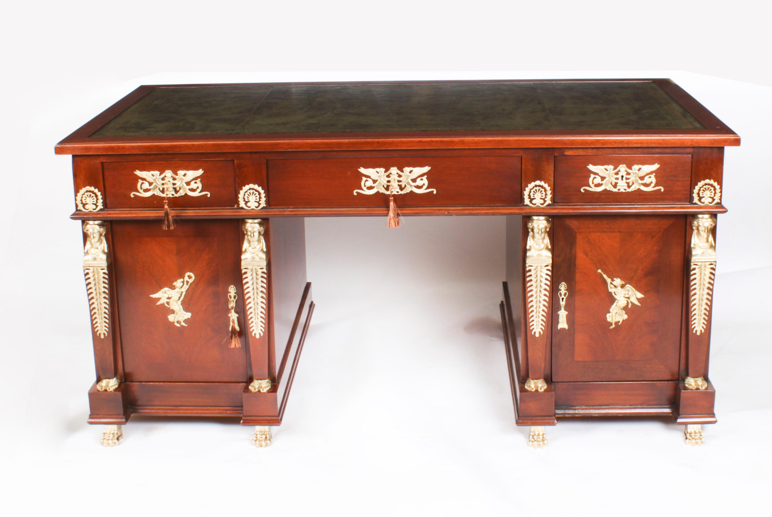 Antique French Empire Ormolu Mounted Desk & Armchair 19th Century In Good Condition In London, GB