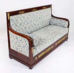 Antique French Empire Ormolu Mounted Flame Mahogany Sofa 19th C