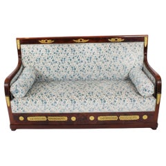 Antique French Empire Ormolu Mounted Flame Mahogany Sofa 19th C.