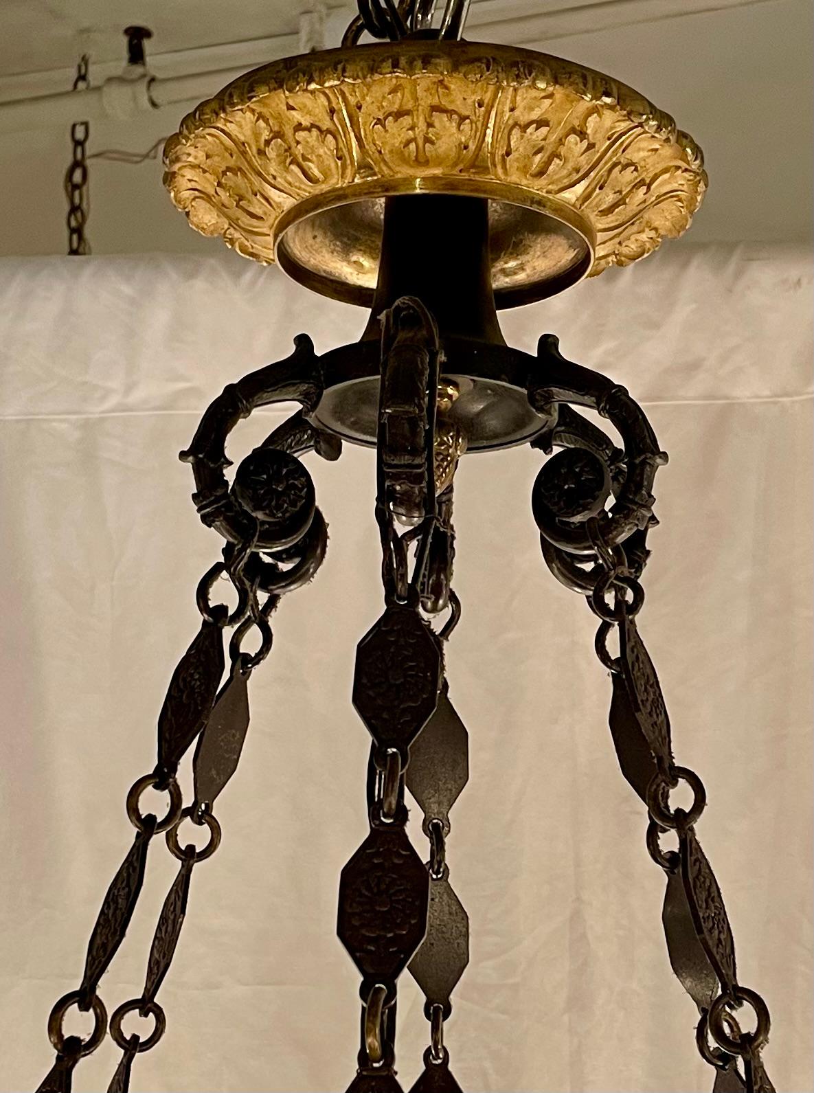 Antique French Empire Ormolu & Patinated Bronze 12 Light Chandelier, Circa 1890. For Sale 4
