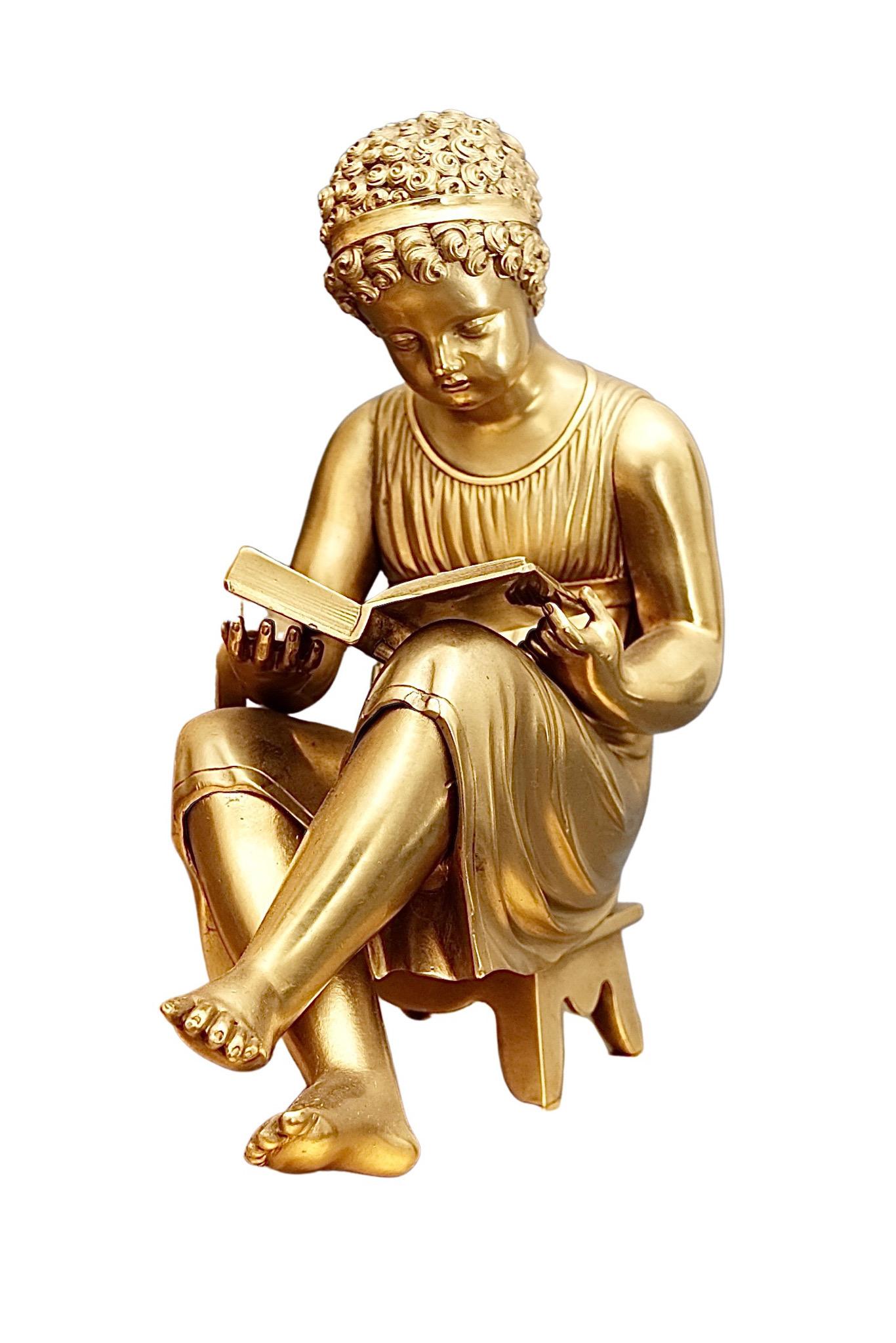 Antike französische Empire Ormolu Schlagende Bibliothek Uhr (Französisch) im Angebot