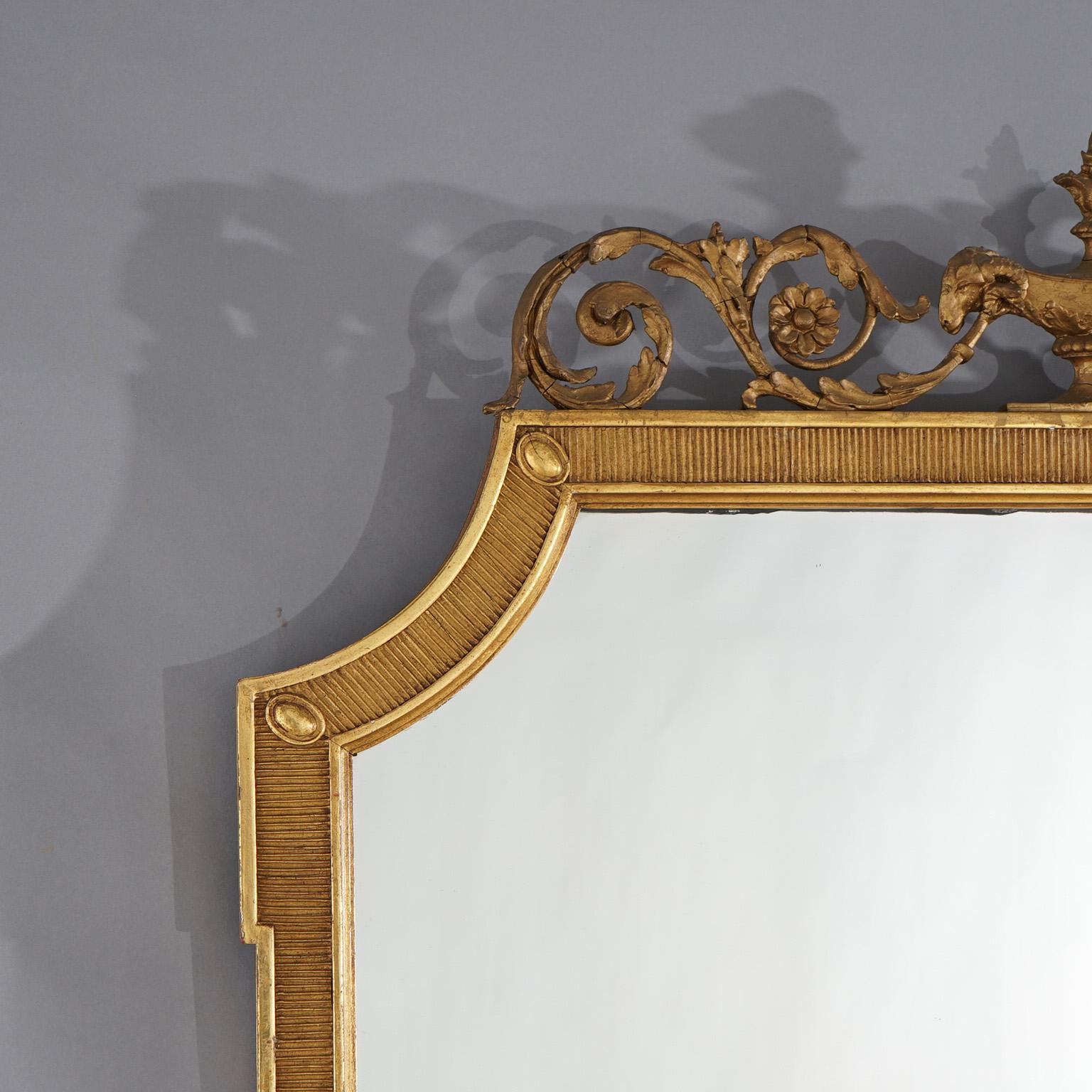Antique French Empire Oversized Giltwood Wall Mirror C1920 In Good Condition In Big Flats, NY