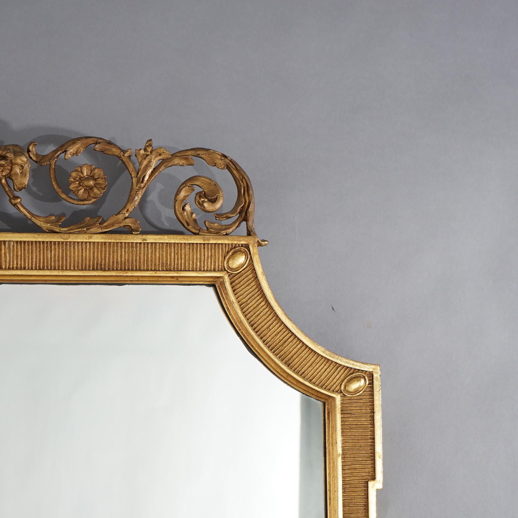 20th Century Antique French Empire Oversized Giltwood Wall Mirror C1920