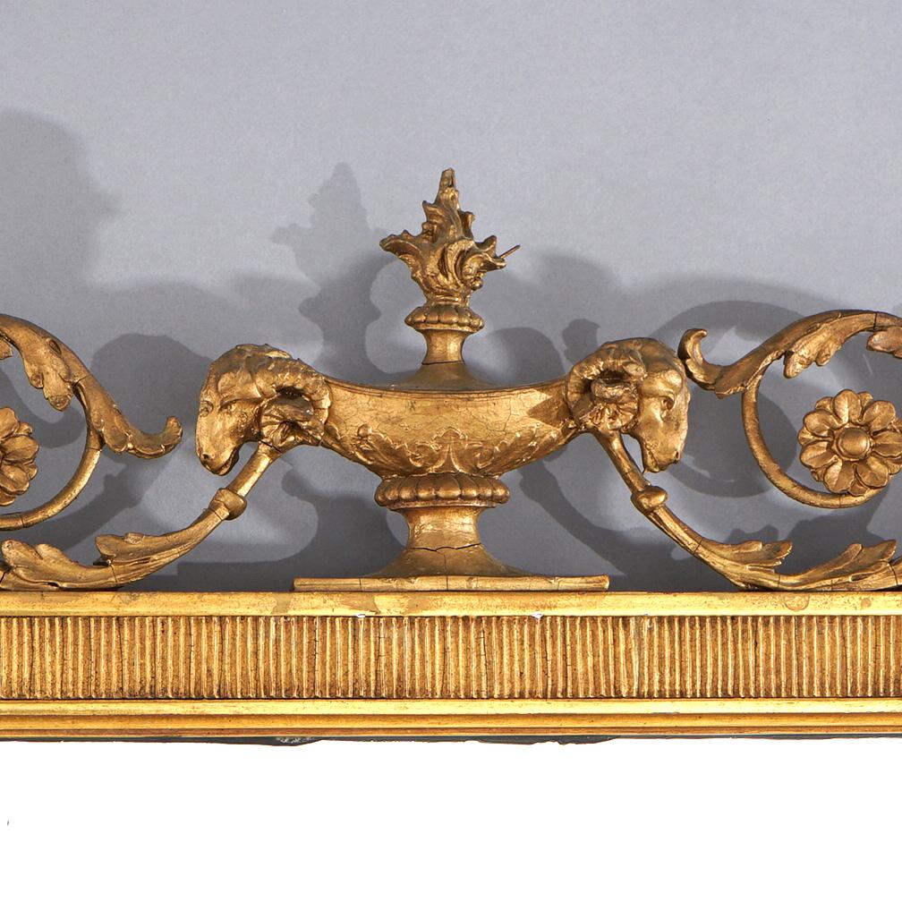 Antique French Empire Oversized Giltwood Wall Mirror C1920 For Sale 1