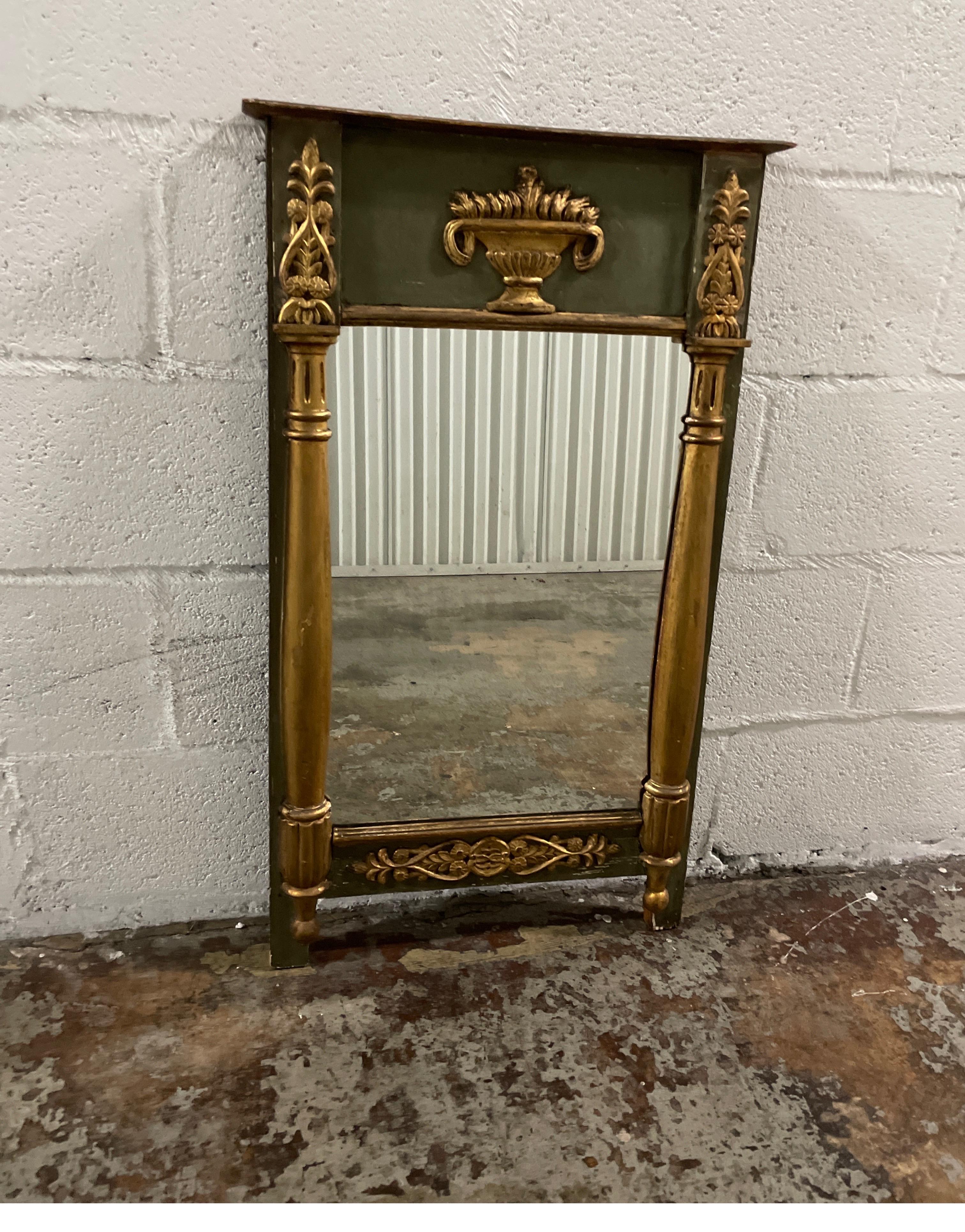 Antique French Empire Painted & Gilded Mirror In Good Condition In West Palm Beach, FL