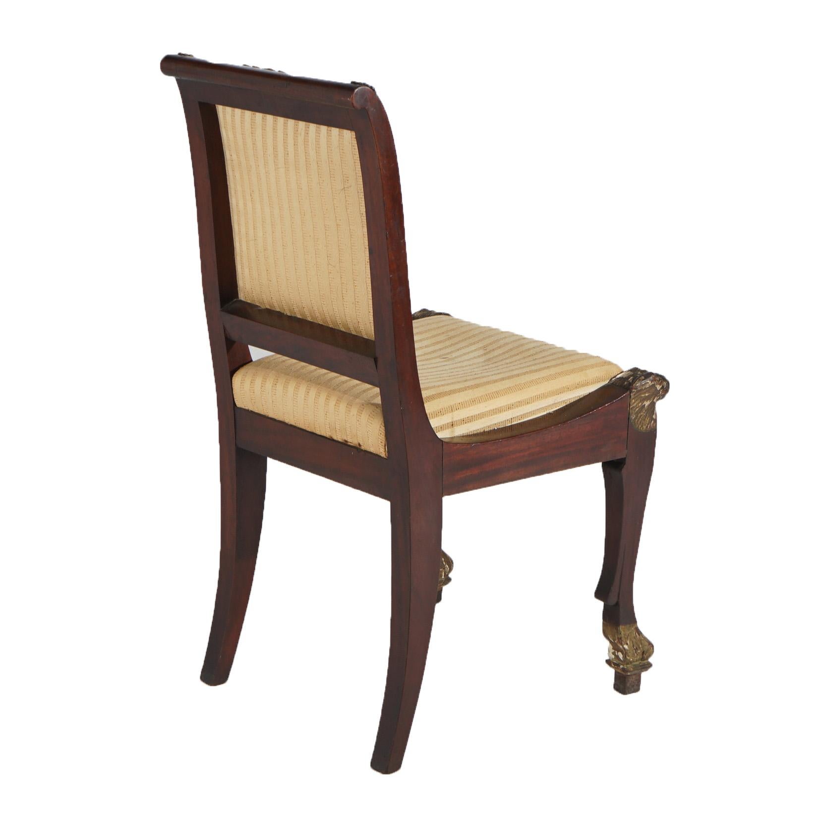 Antique French Empire Parcel Gilt Mahogany & Ormolu Chair with  Figures c1820 For Sale 4