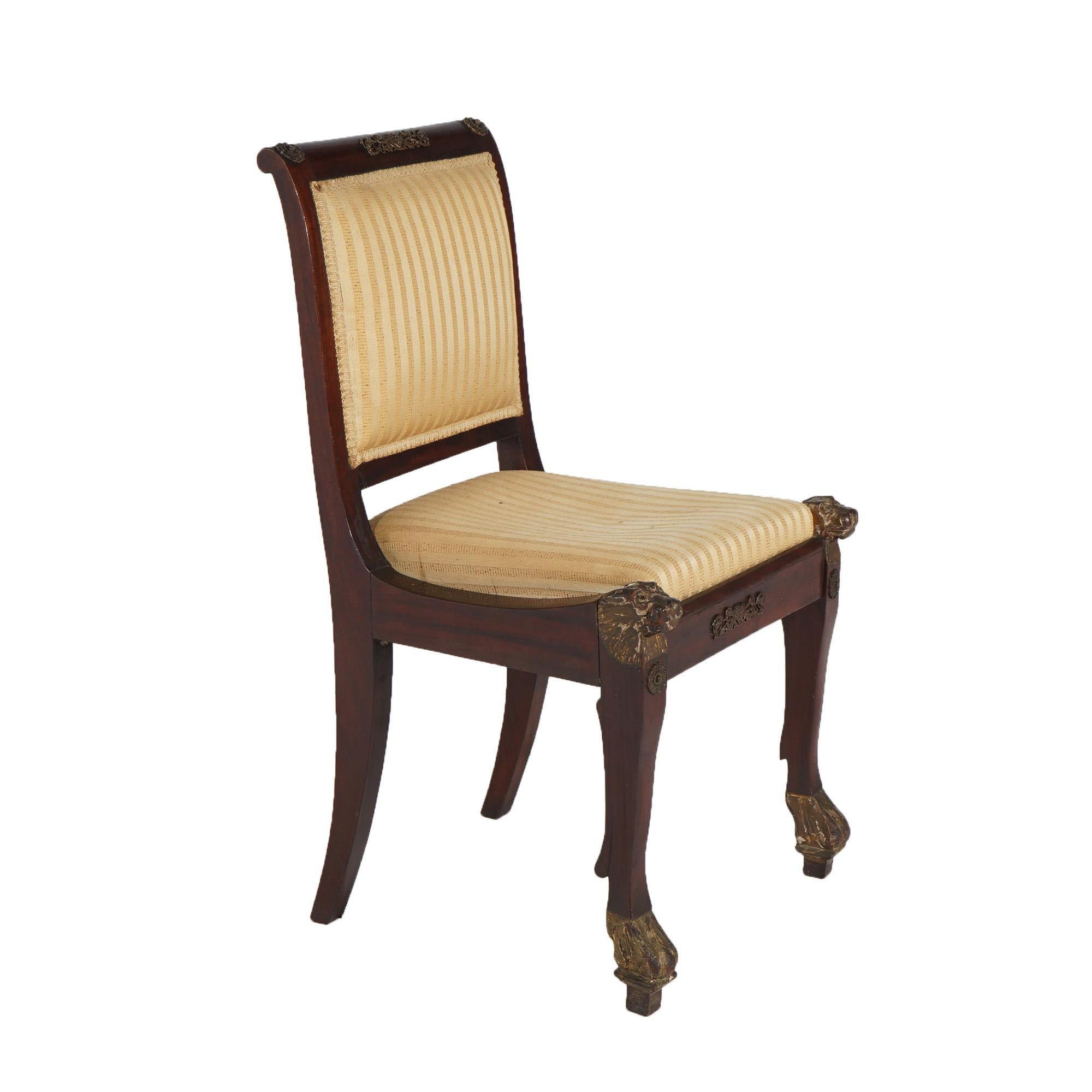 Antique French Empire Parcel Gilt Mahogany & Ormolu Chair with  Figures c1820 For Sale 6
