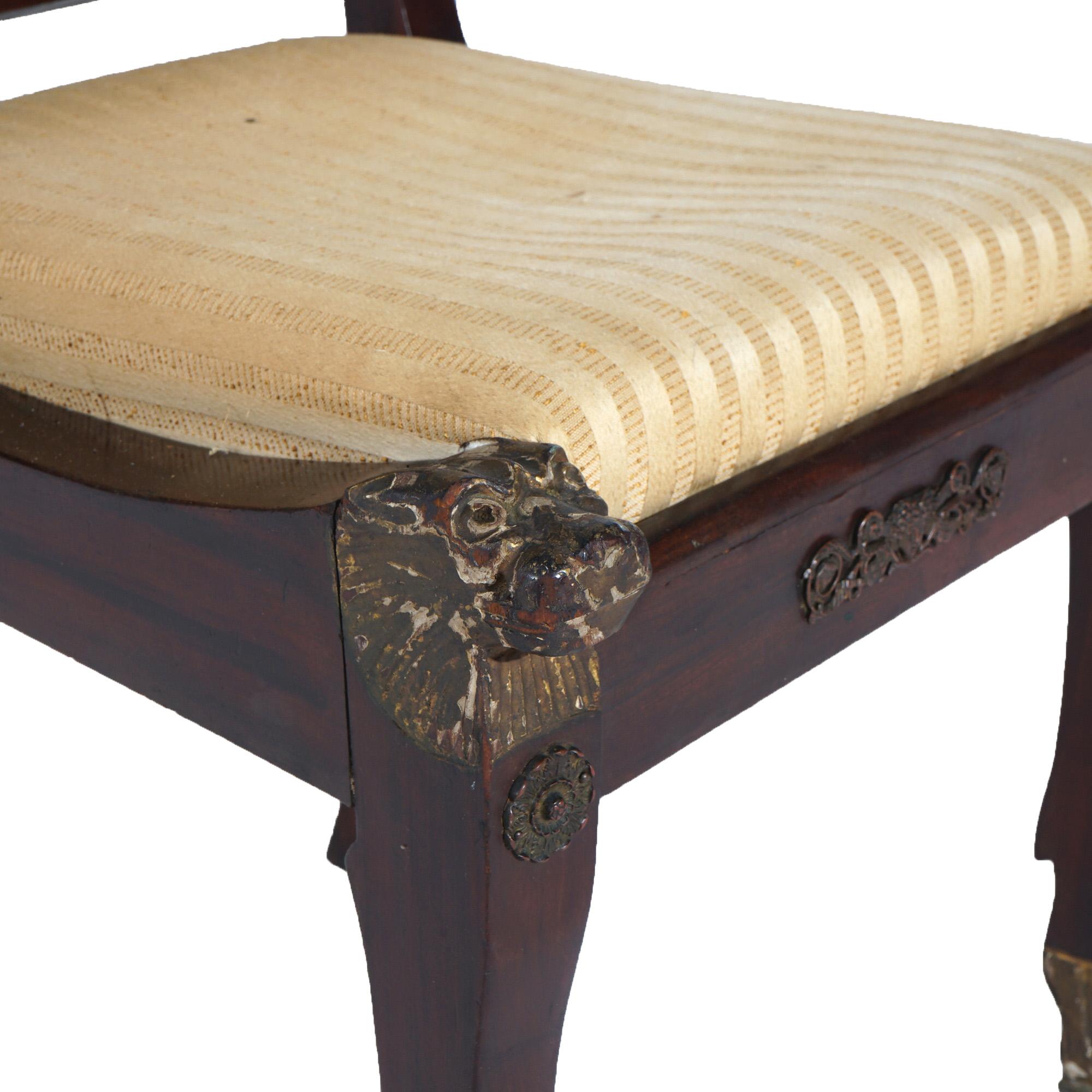 Antique French Empire Parcel Gilt Mahogany & Ormolu Chair with  Figures c1820 For Sale 8