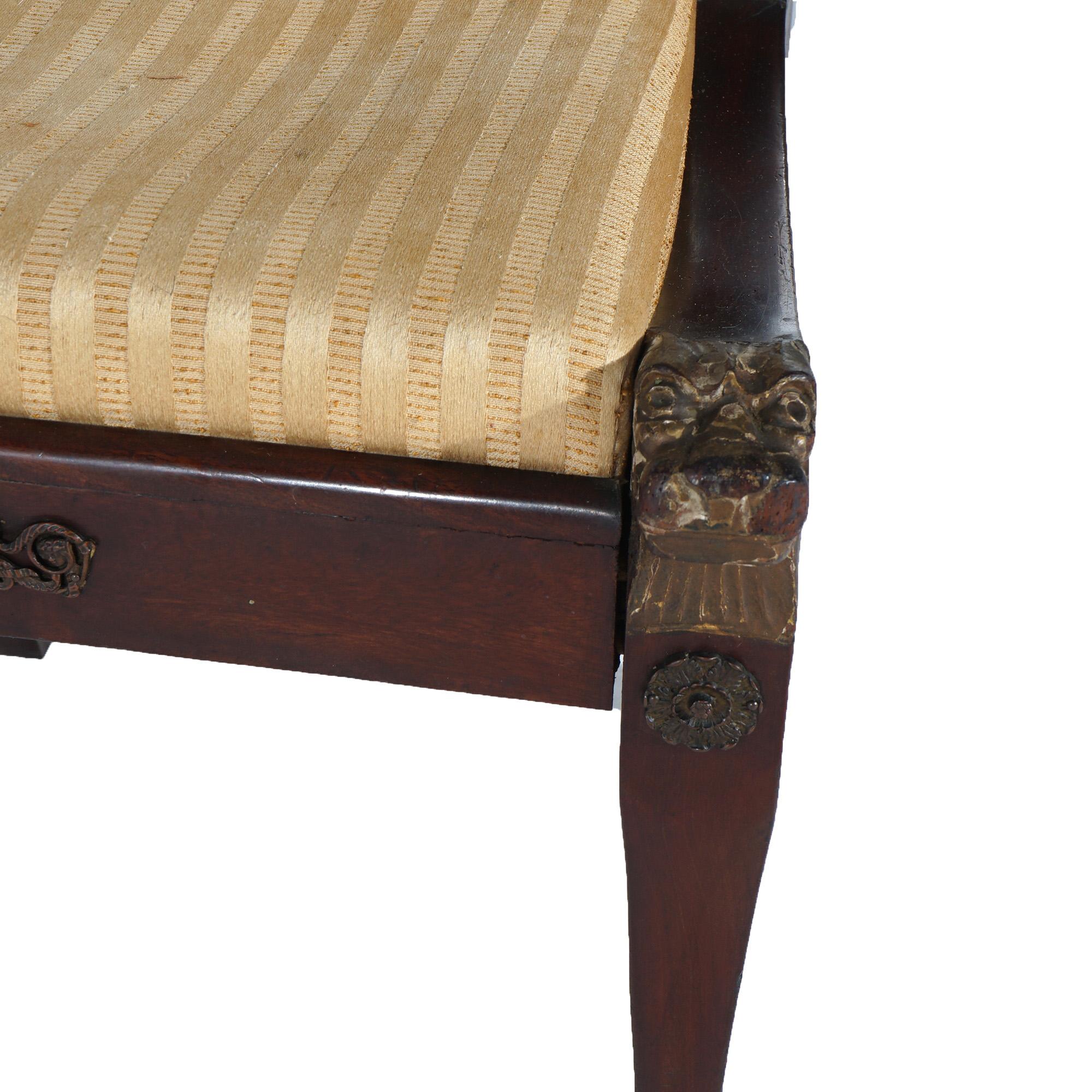 Antique French Empire Parcel Gilt Mahogany & Ormolu Chair with  Figures c1820 For Sale 9