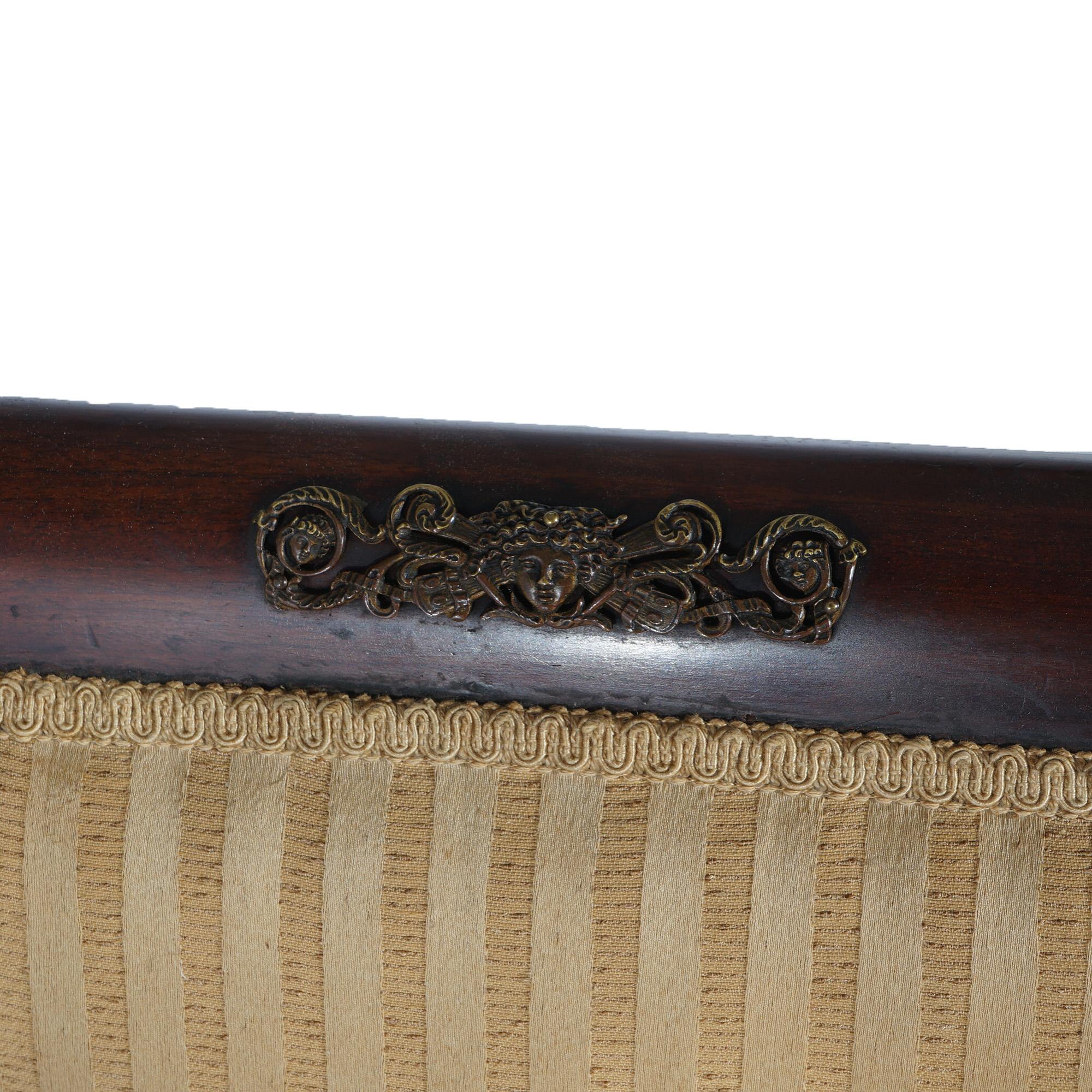 Antique French Empire Parcel Gilt Mahogany & Ormolu Chair with  Figures c1820 In Good Condition For Sale In Big Flats, NY