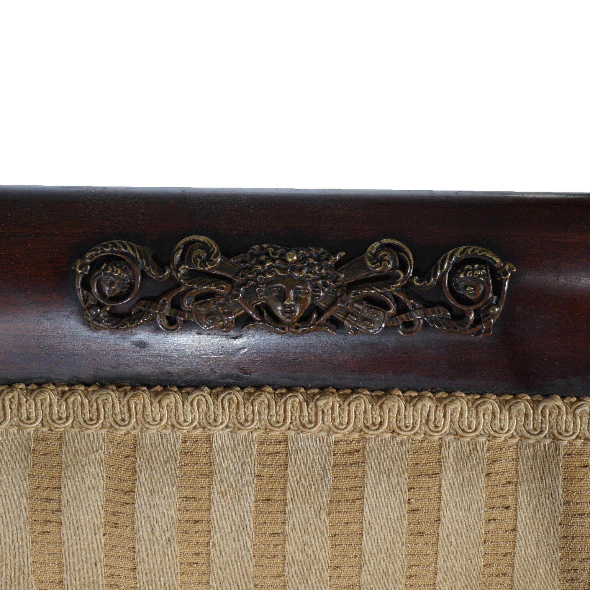Antique French Empire Parcel Gilt Mahogany & Ormolu Chair with  Figures c1820 For Sale 1