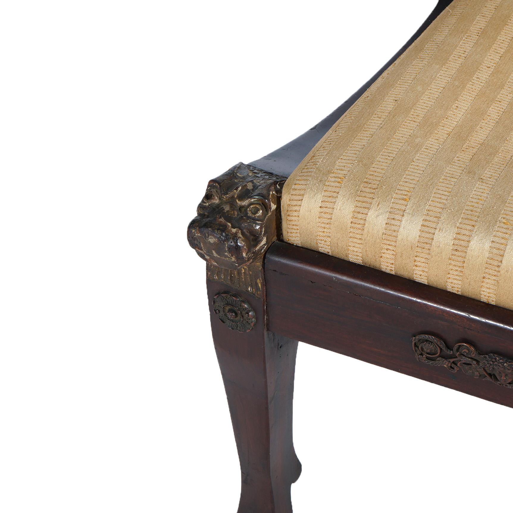 Antique French Empire Parcel Gilt Mahogany & Ormolu Chair with  Figures c1820 For Sale 2