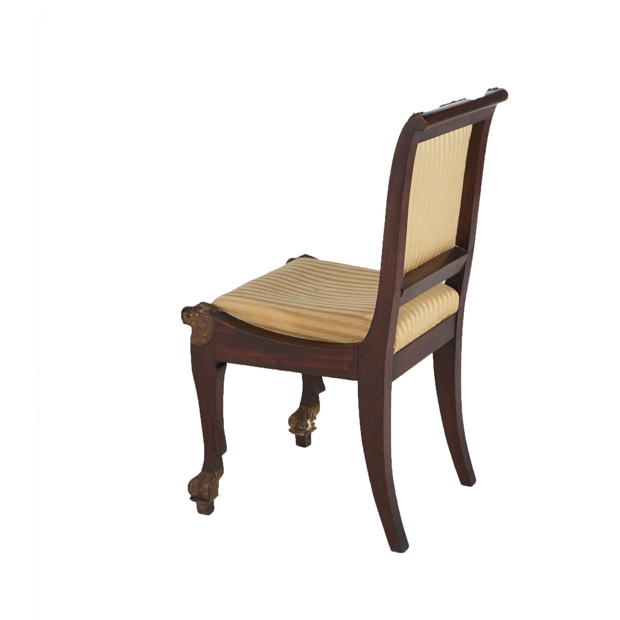 Antique French Empire Parcel Gilt Mahogany & Ormolu Chair with  Figures c1820 For Sale 3