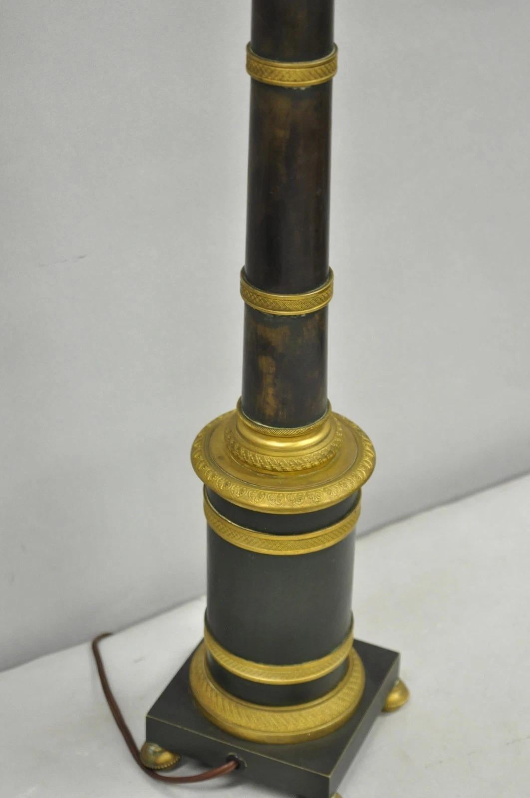 Antique French Empire Patinated Bronze Candlestick Column Bouillotte Table Lamp For Sale 6