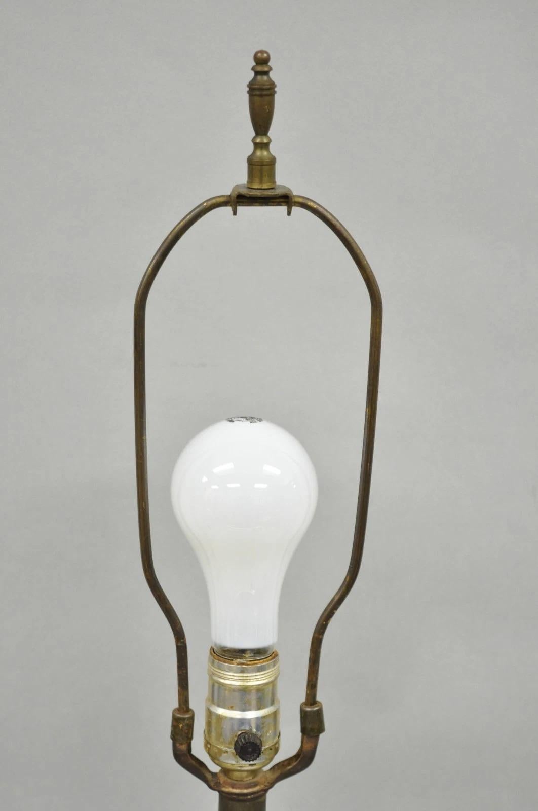 Antique French Empire Patinated Bronze Candlestick Column Bouillotte Table Lamp For Sale 1