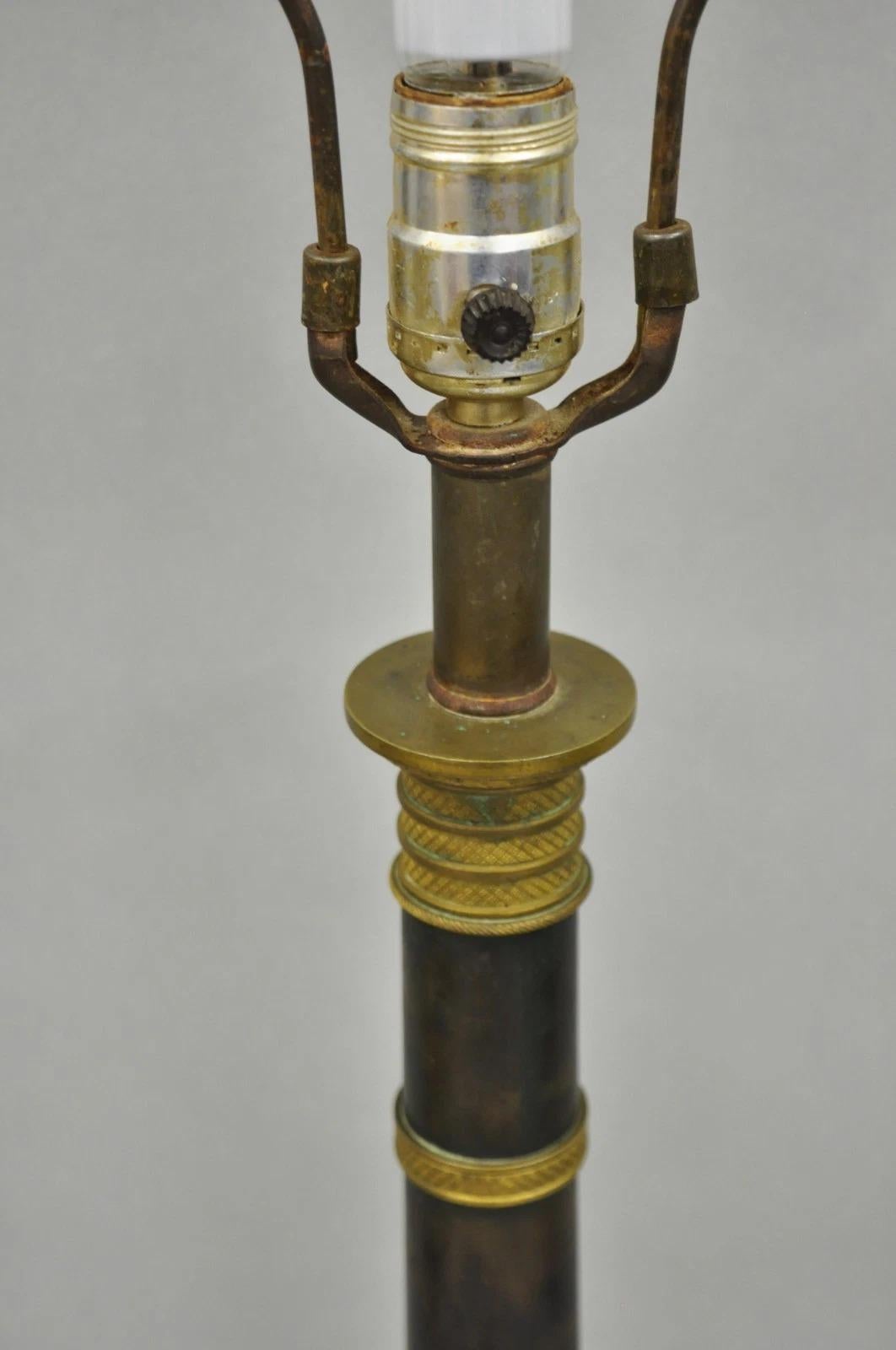 Antique French Empire Patinated Bronze Candlestick Column Bouillotte Table Lamp For Sale 2