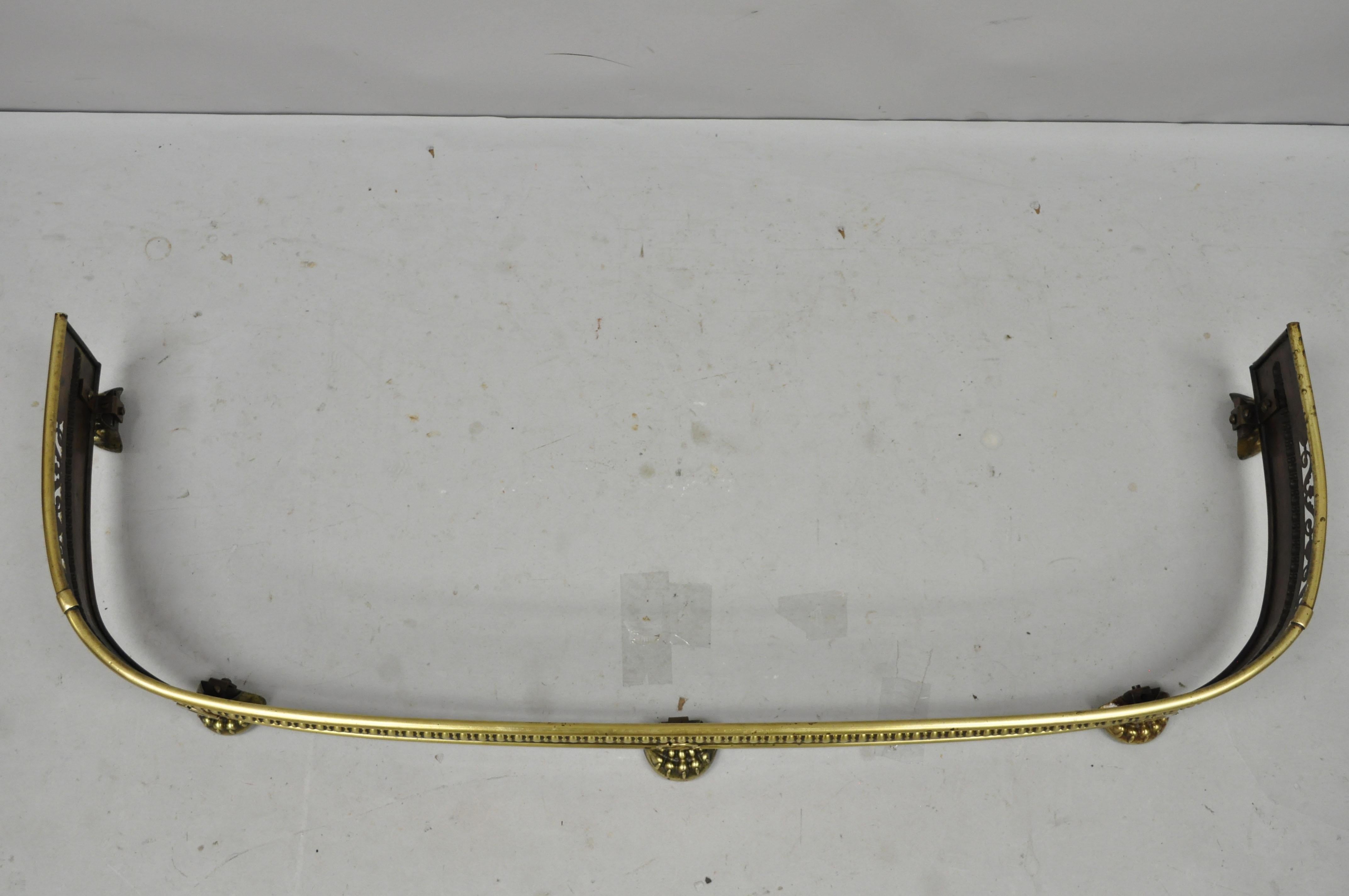 Antique French Empire Paw Foot Brass Pierce Decorated Fireplace Mantle Piece For Sale 6