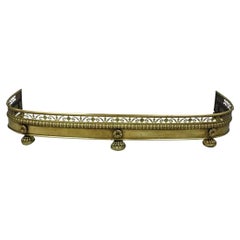 Antique French Empire Paw Foot Brass Pierced Decorated Fireplace Mantle Fender