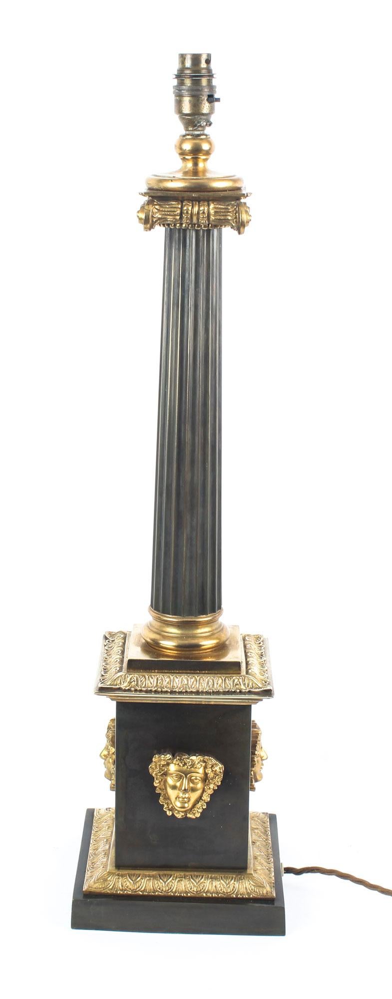 Antique French Empire Period Corinthian Column Table Lamp 19th Century 5