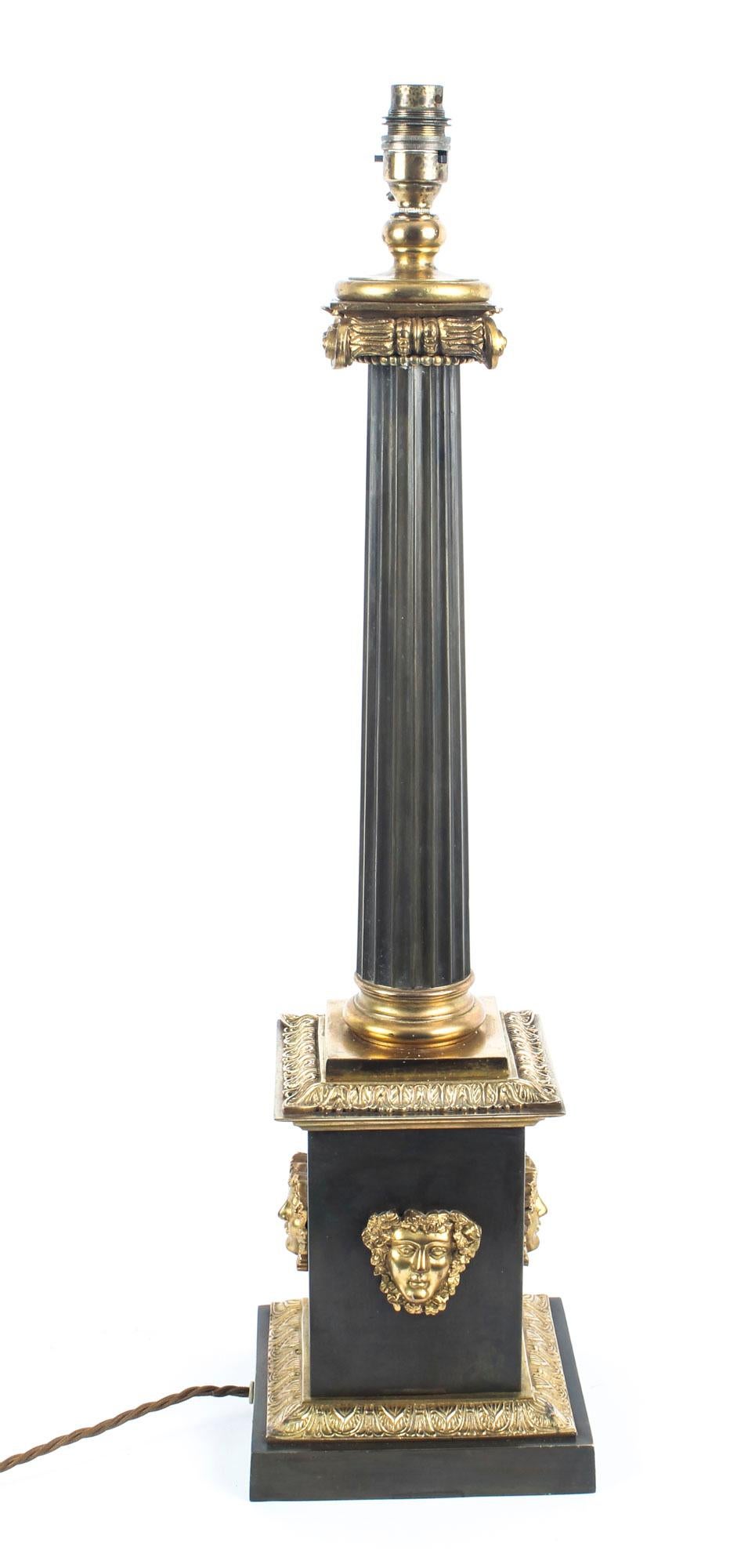Antique French Empire Period Corinthian Column Table Lamp 19th Century In Good Condition In London, GB
