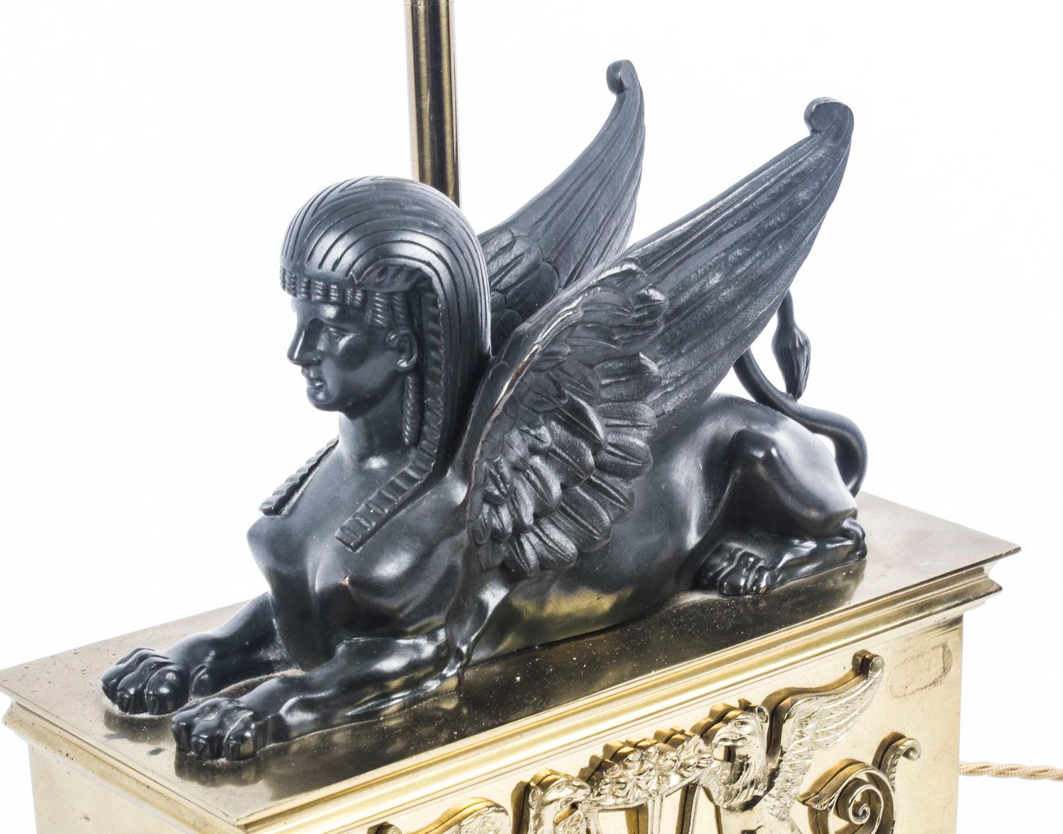 Early 19th Century Antique French Empire Period Egyptian Revival Table Lamp, 19th Century