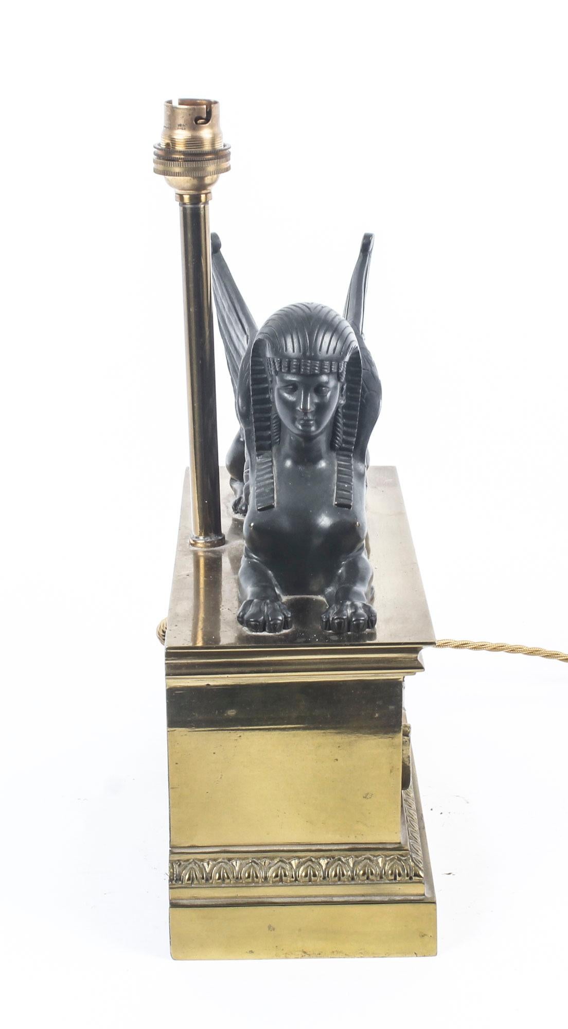 Bronze Antique French Empire Period Egyptian Revival Table Lamp, 19th Century