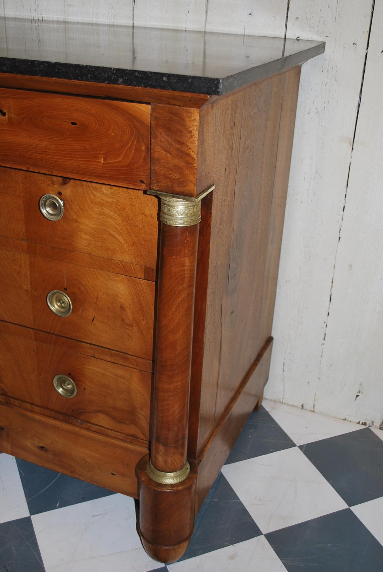 19th Century Antique French Empire period  Walnut Commode / chest of drawers . cIrca 1830 For Sale