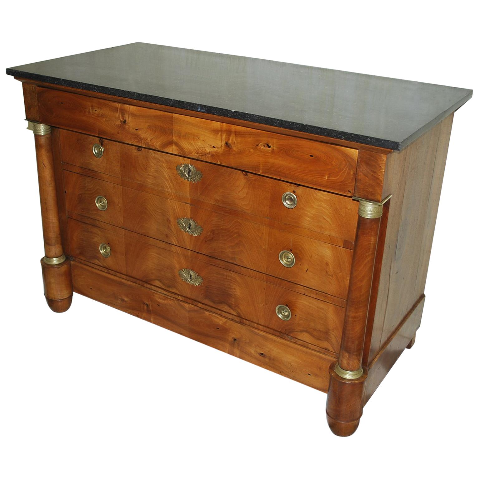 Antique French Empire period  Walnut Commode / chest of drawers . cIrca 1830 For Sale