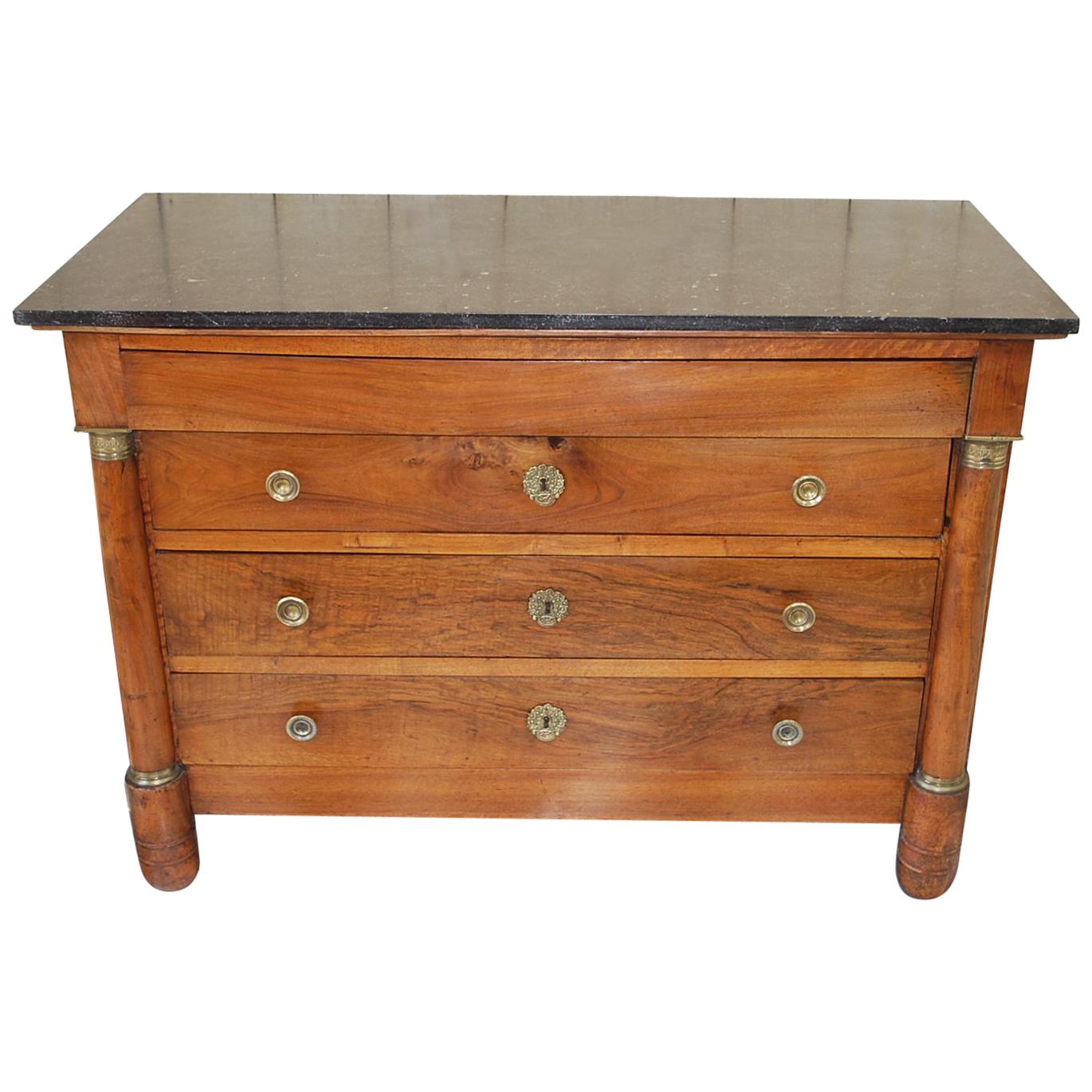 Antique French Empire period Walnut Commode /Chest of Drawers For Sale