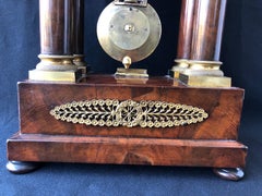 Antique French Empire Portico Clock circa 1820, Charles X, Mahogany and Bronze