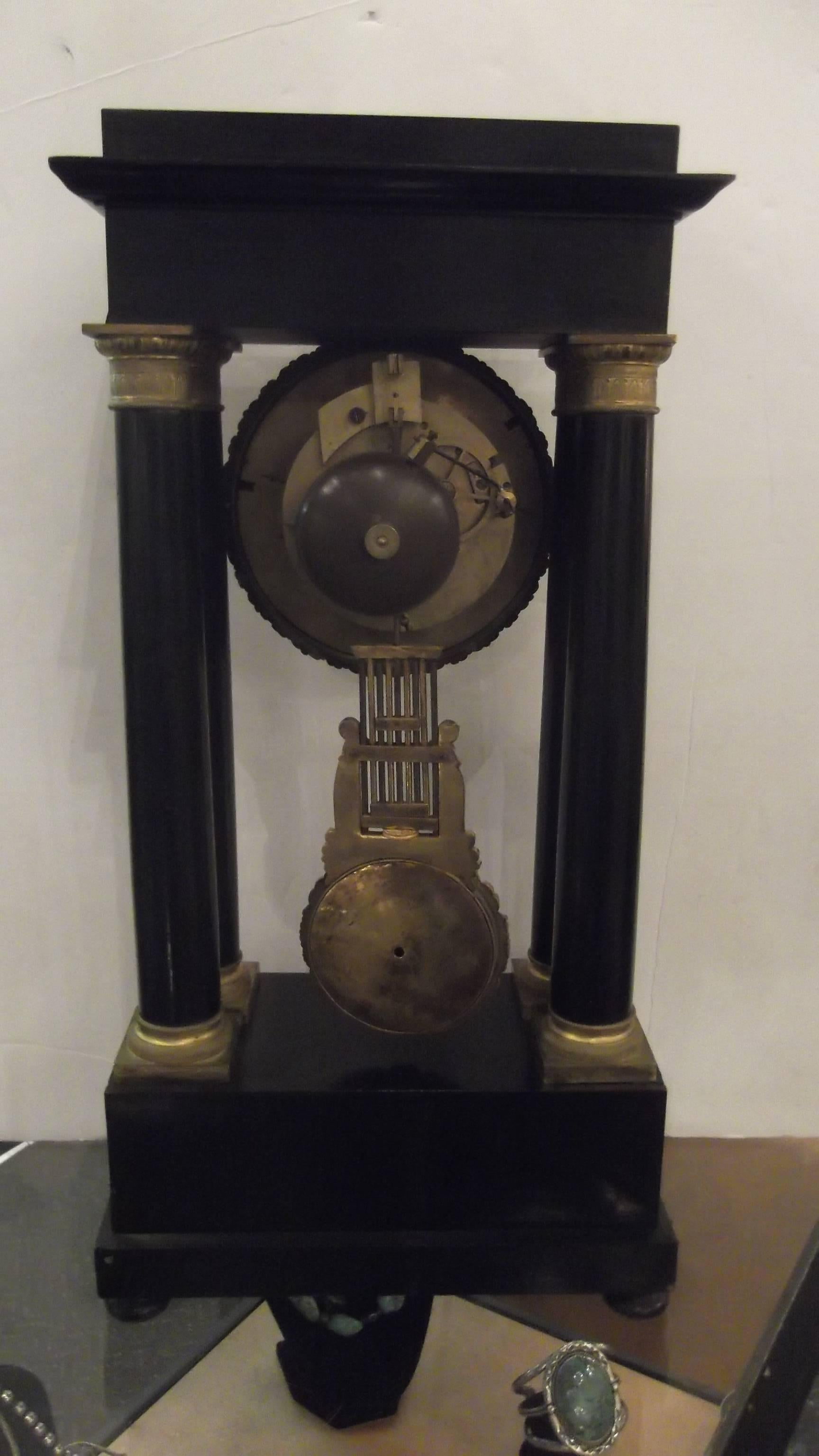 Antique French Empire Portico Clock, circa 1820 4
