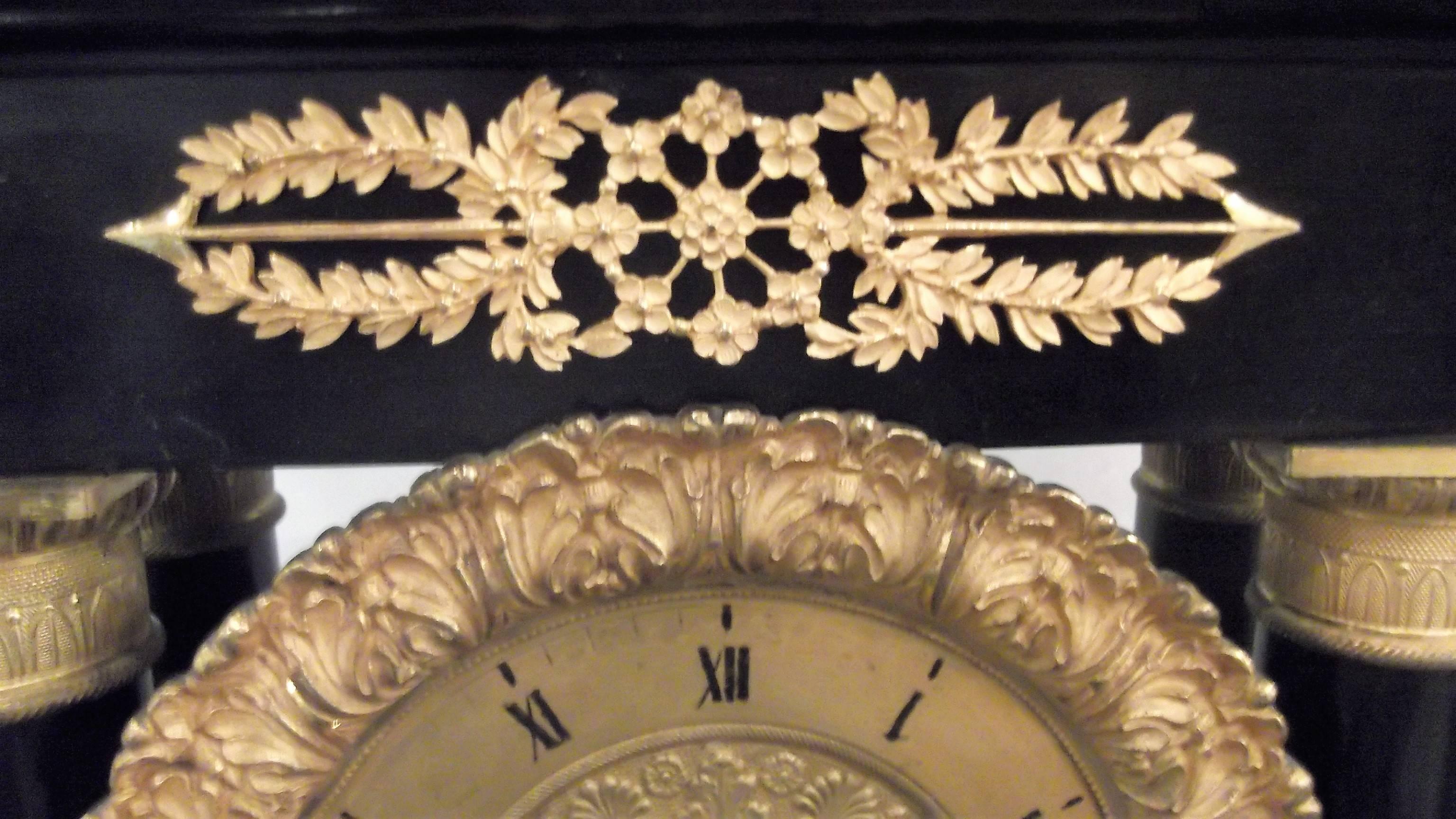 19th Century Antique French Empire Portico Clock, circa 1820