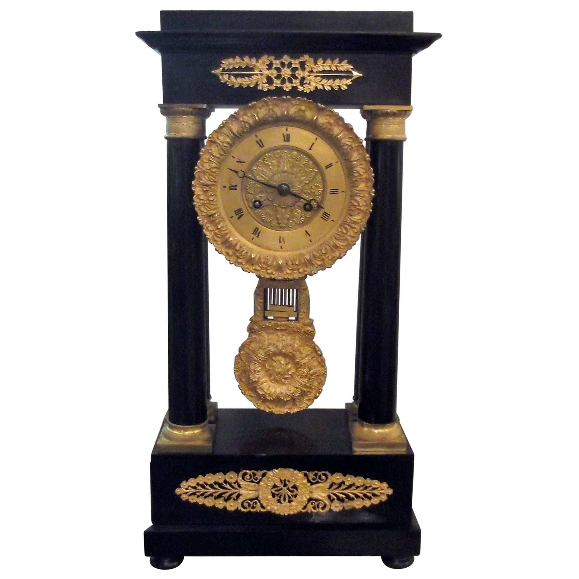 Antique French Empire Portico Clock, circa 1820