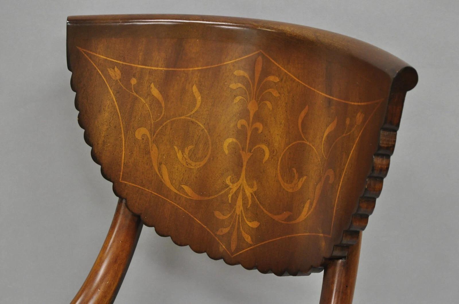 Antique French Empire Regency Inlaid Mahogany Swivel Piano Harpist Stool Chair For Sale 4