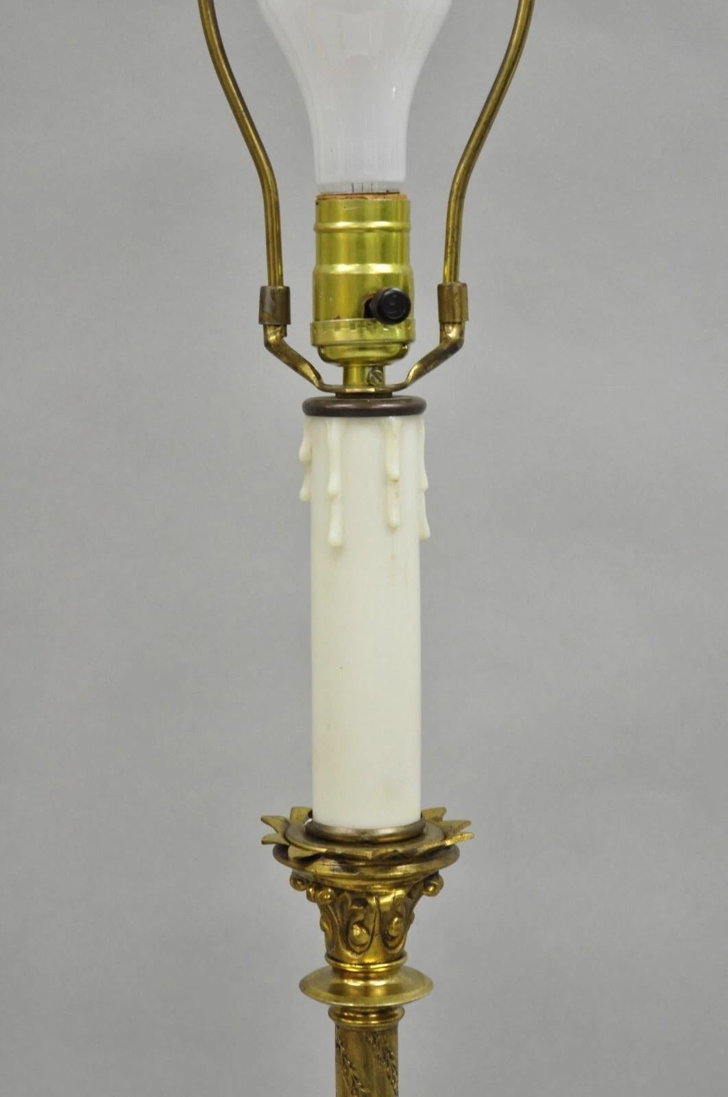 Antike französische Empire-Renaissance-Kerzenleuchter-Tischlampe, Bronze, Jungfrau (20. Jahrhundert) im Angebot