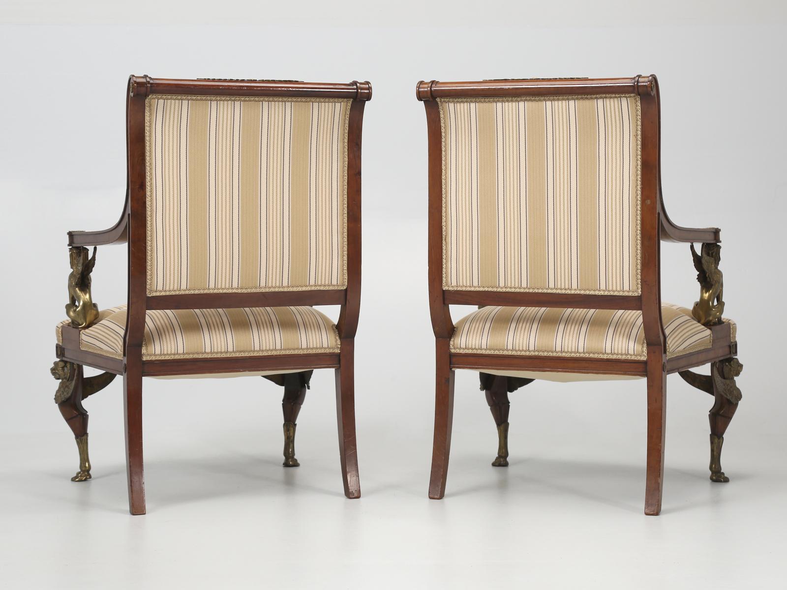 Antique French Empire Revival Arm Chairs Mahogany with Exceptional Quality c1840 For Sale 9