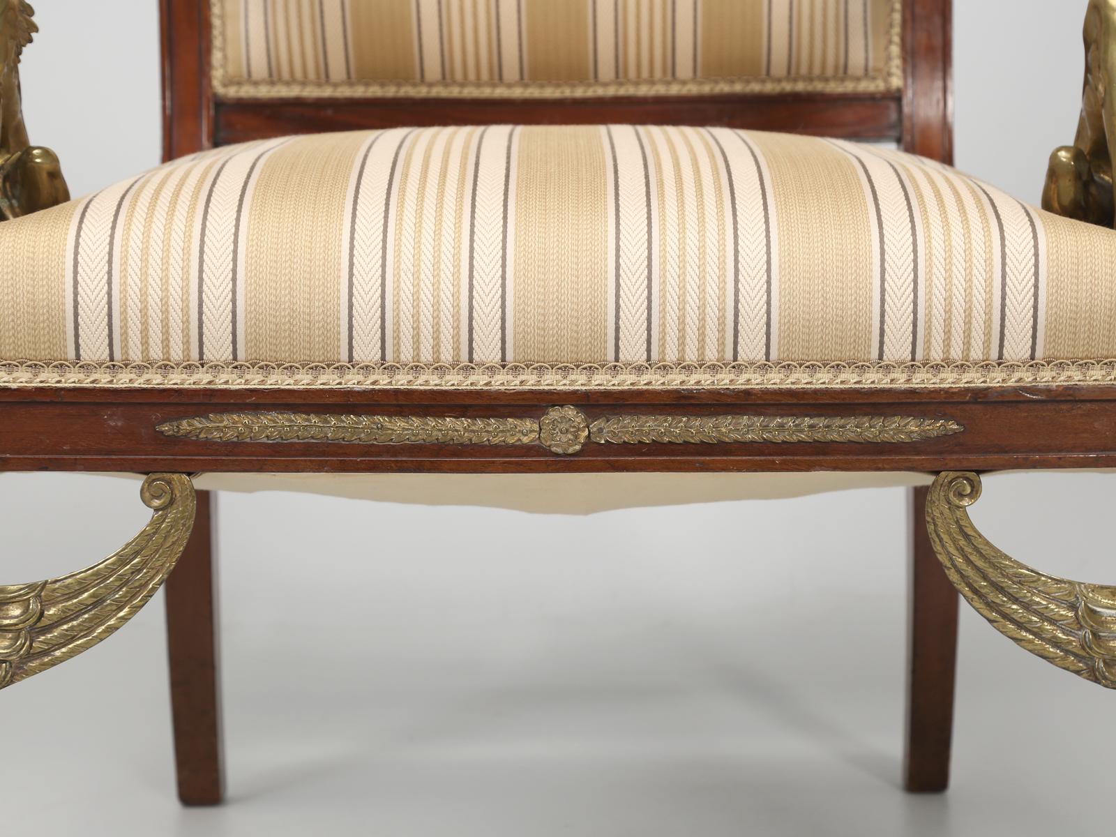 Antique French Empire Revival Arm Chairs Mahogany with Exceptional Quality c1840 For Sale 3