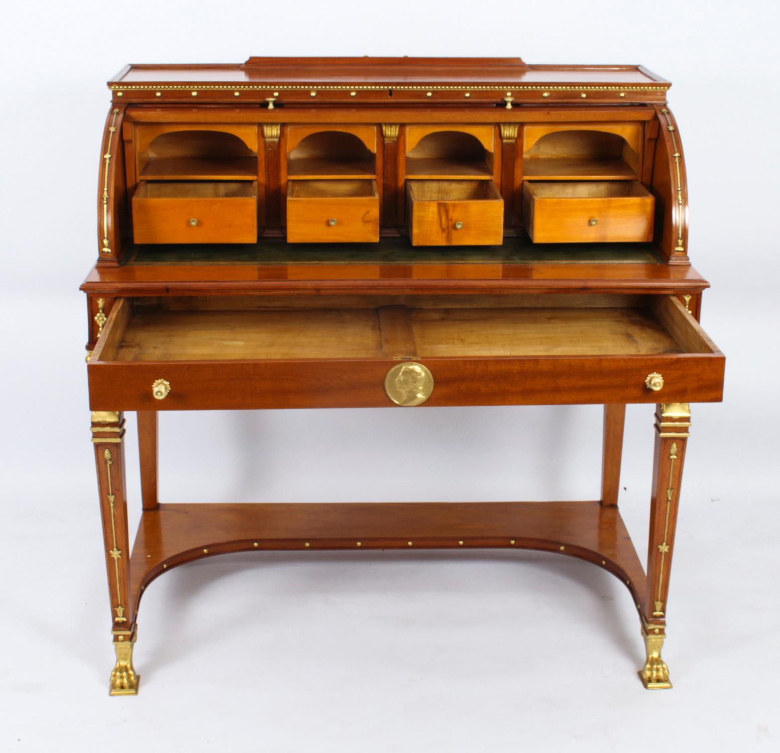 Antique French Empire Revival Cylinder Bureau, 19th Century For Sale 7
