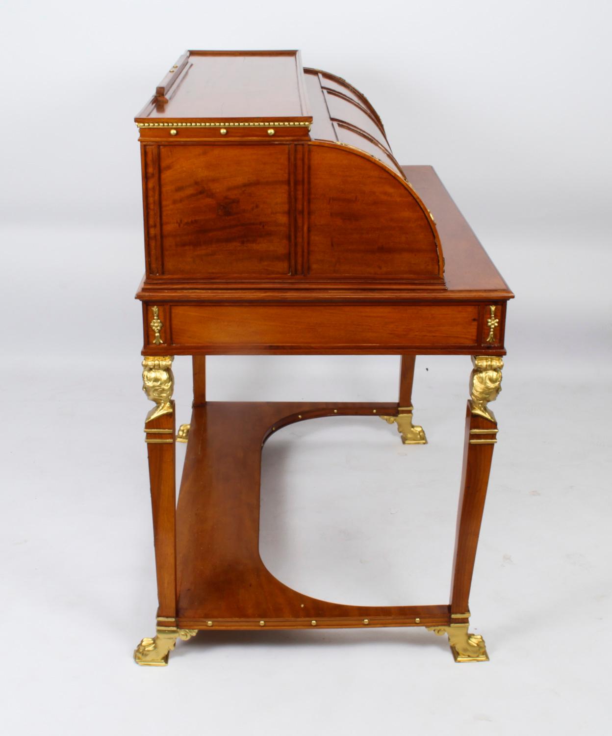 Ancien bureau cylindrique français de style néo-empire, 19ème siècle en vente 11